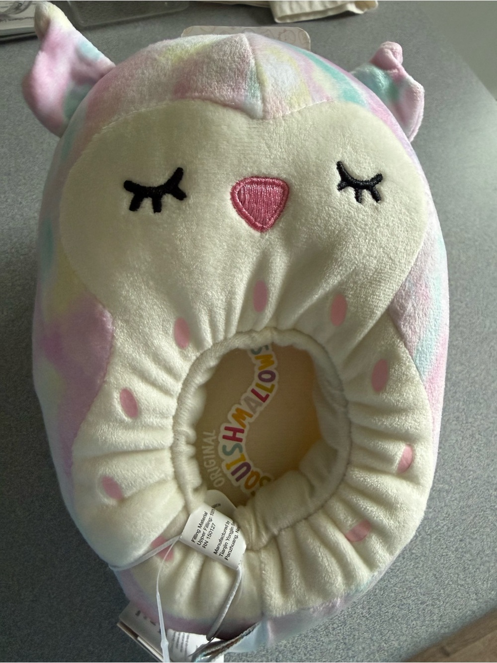 Squishmallows Pastel Owl Kids Slippers - Cream, Pink, Purple, Blue, Yellow